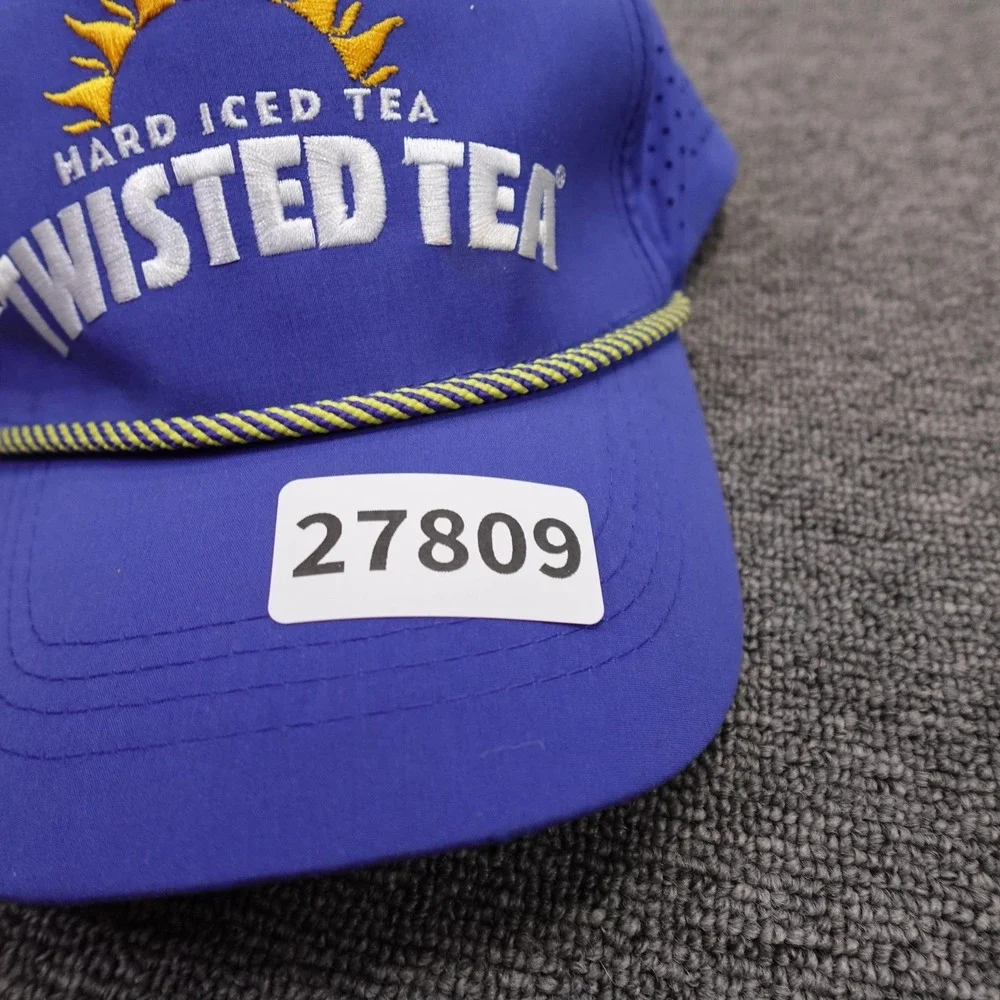 Twisted Tea Hat Cap Snap Back Mens One Size Blue Rope Perforated Baseball Beer